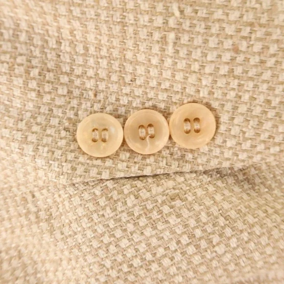 VTG Jos A Bank Jacket 44R L Beige Micro check textured weave 100% Silk Blazer - Picture 4 of 16